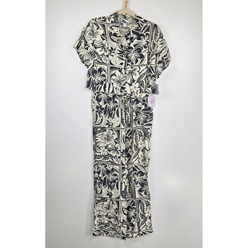 The Good Journey Women's Size XS Black Ivory 2 Piece Pants Shirt Set NWT‎